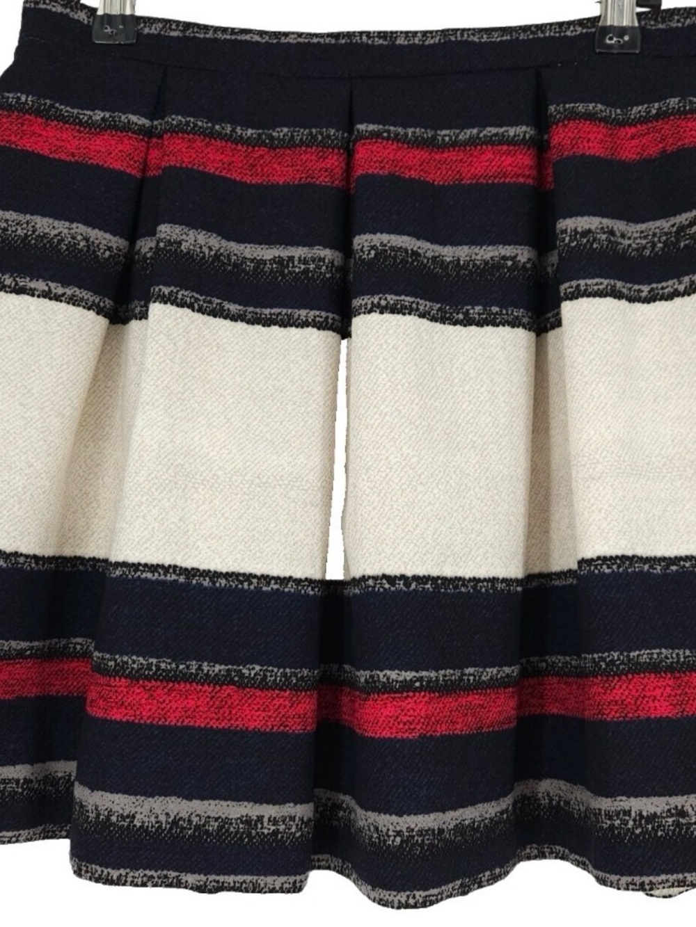 Zara Navy, White & Red Striped Skater Skirt